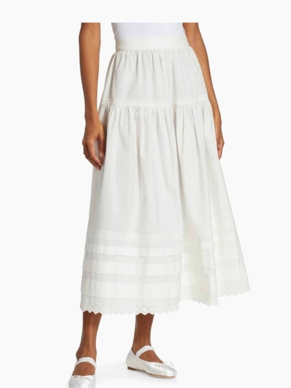 Doen White Tiered Maxi Skirt